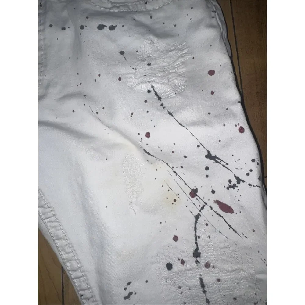 True Religion White Paint Splatter Jeans 40x33